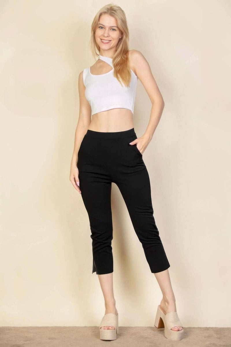 Slit Hem Cropped Pants - Fit Me For 20