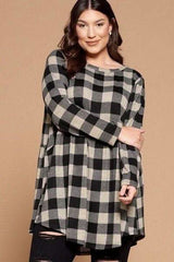 Soft Knit Buffalo Plaid Tunic Top - Fit Me For 20