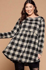 Soft Knit Buffalo Plaid Tunic Top - Fit Me For 20