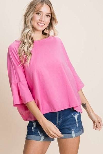Solid Cotton Casual Top - Fit Me For 20