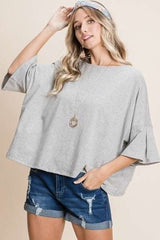 Solid Cotton Casual Top - Fit Me For 20
