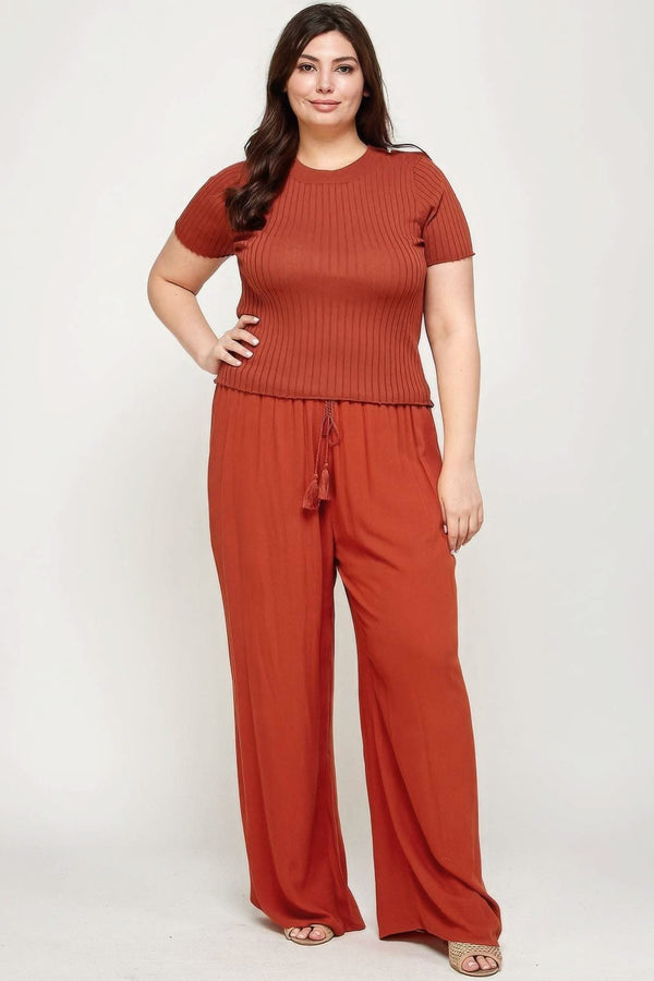 Solid Full Length Wide Leg Palazzo Pants - Fit Me For 20