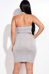 Solid Halter Neck Mini Dress With Front Cutout And Waist Tiw - Fit Me For 20
