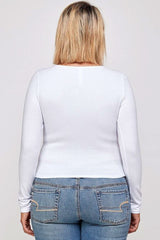 Solid Round Neck Top, With Long Sleeves, And Cut-out Detail - Fit Me For 20