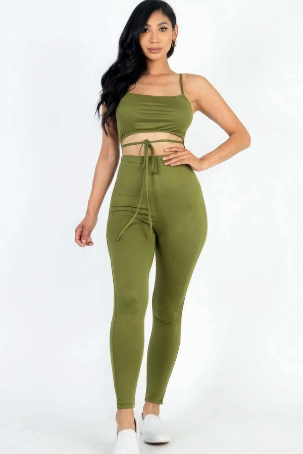 Solid Tie Front Cut Out Jumpsuit - Fit Me For 20