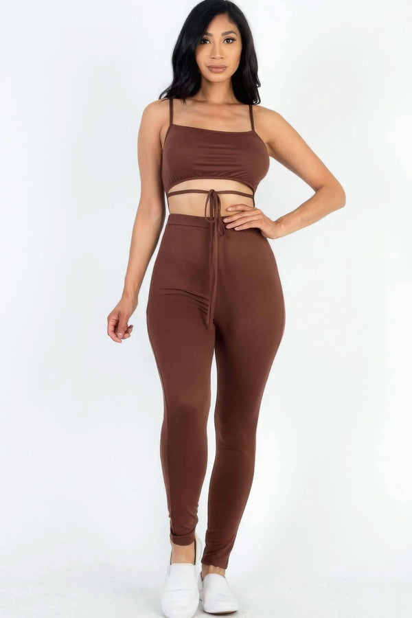 Solid Tie Front Cut Out Jumpsuit - Fit Me For 20