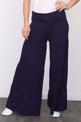Solid Tiered Wide Leg Pants - Fit Me For 20