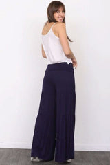 Solid Tiered Wide Leg Pants - Fit Me For 20