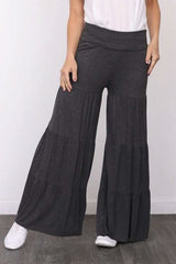 Solid Tiered Wide Leg Pants - Fit Me For 20