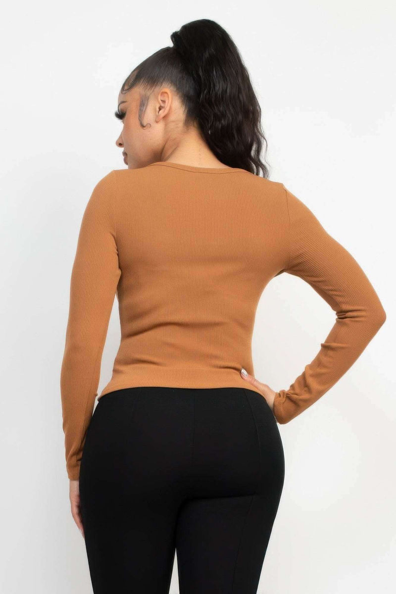 Solid V-collared Neck Top - Fit Me For 20