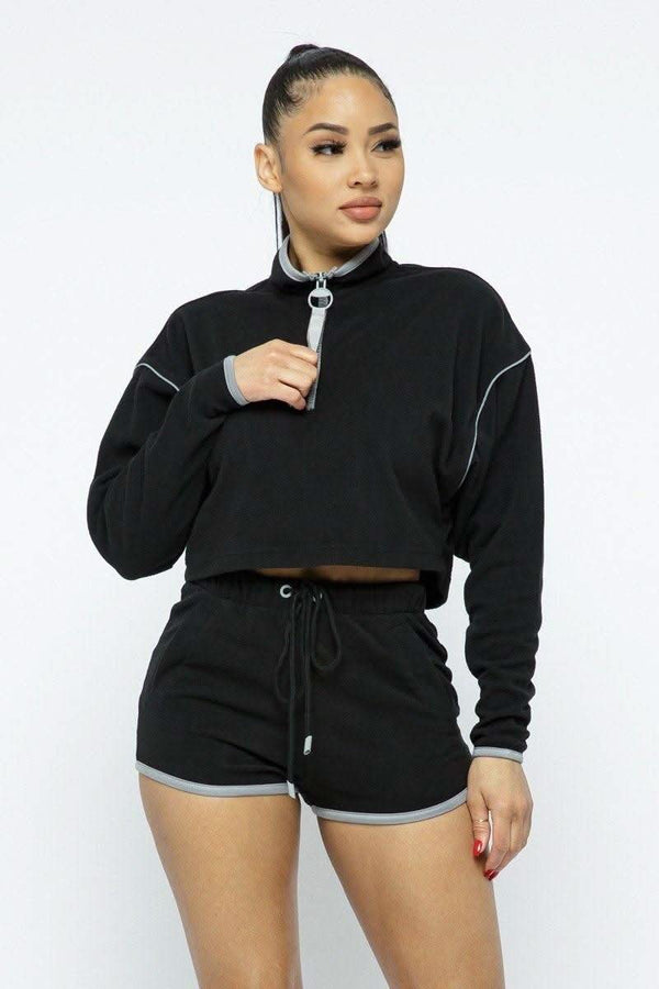 Sporty Crop Top Sporty High-waist Shorts Set - Fit Me For 20