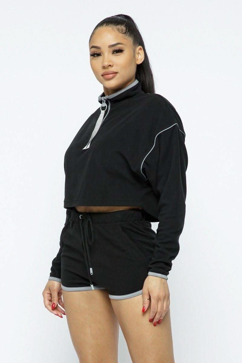 Sporty Crop Top Sporty High-waist Shorts Set - Fit Me For 20