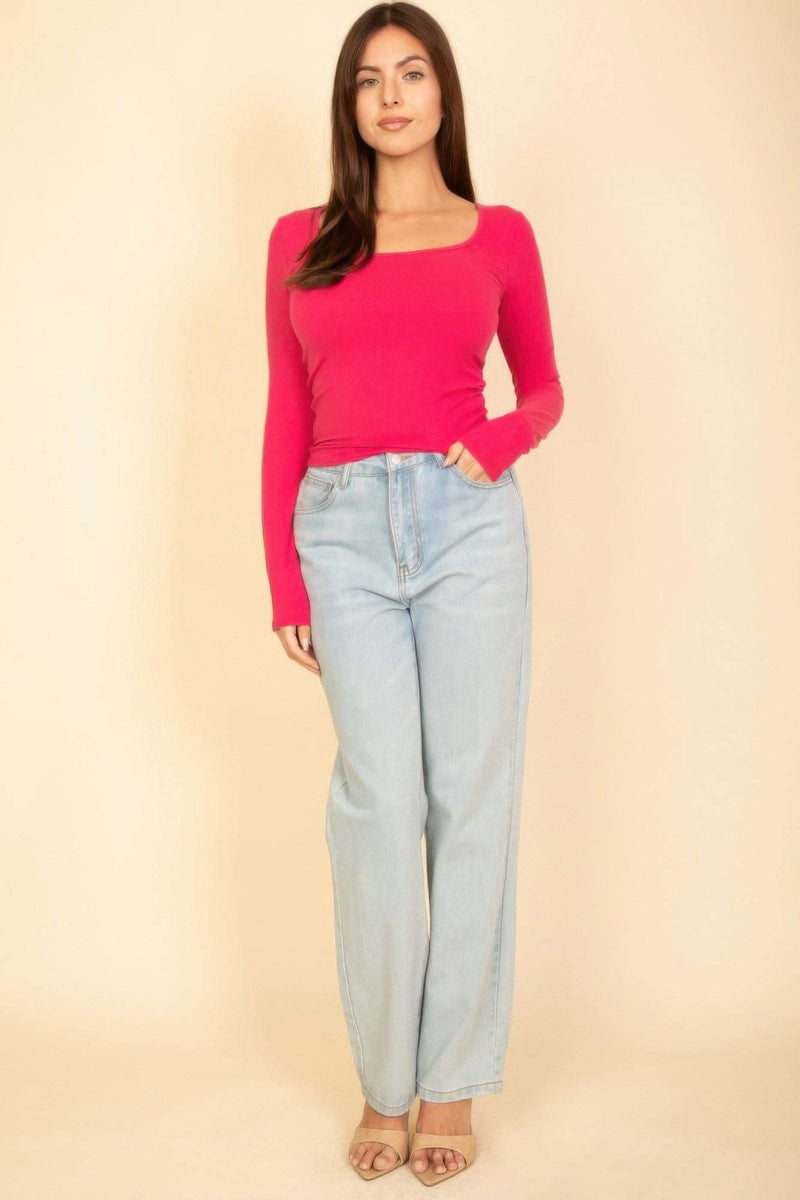 Square Neck Long Sleeve Top - Fit Me For 20