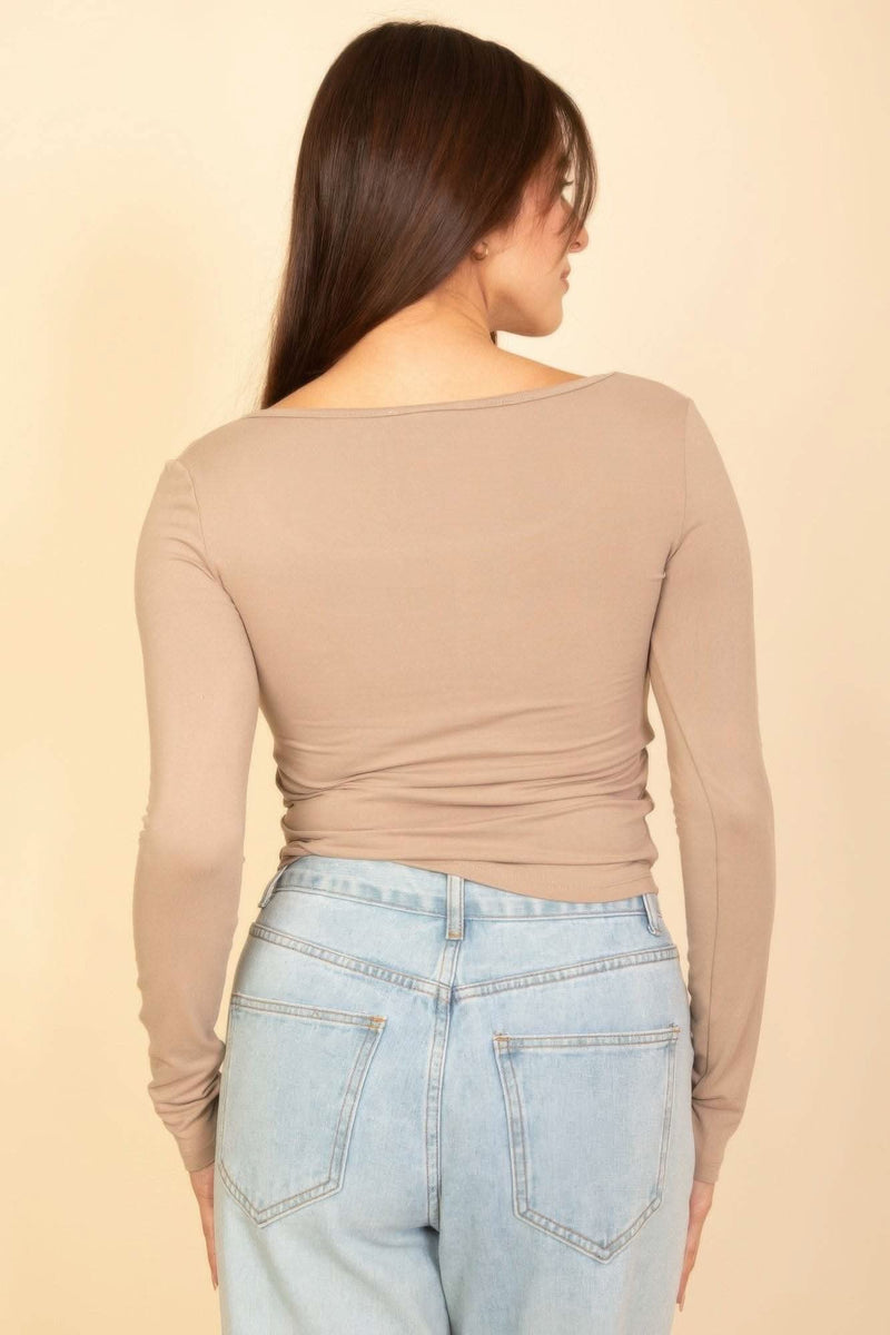 Square Neck Long Sleeve Top - Fit Me For 20