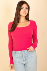 Square Neck Long Sleeve Top - Fit Me For 20