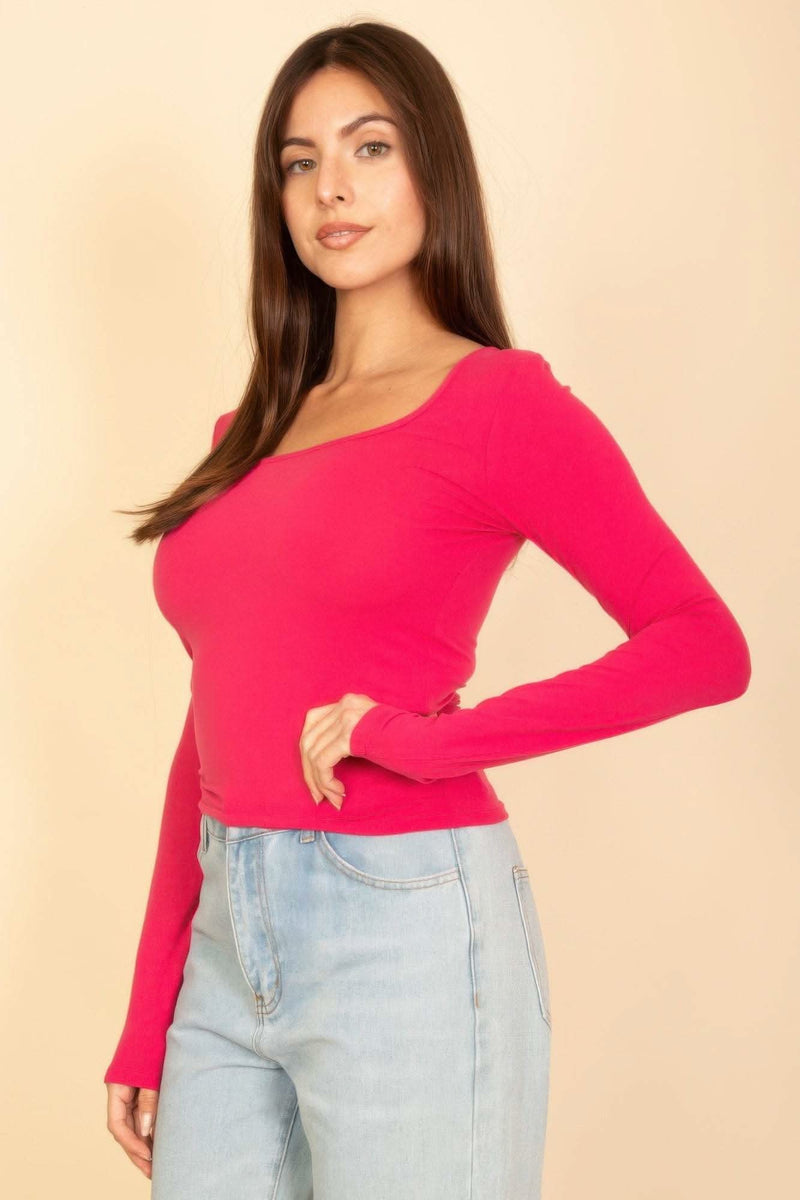 Square Neck Long Sleeve Top - Fit Me For 20