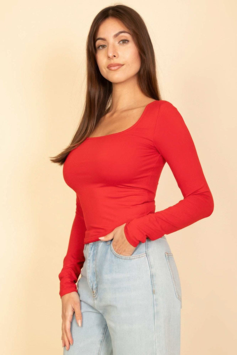 Square Neck Long Sleeve Top - Fit Me For 20