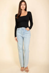 Square Neck Long Sleeve Top - Fit Me For 20