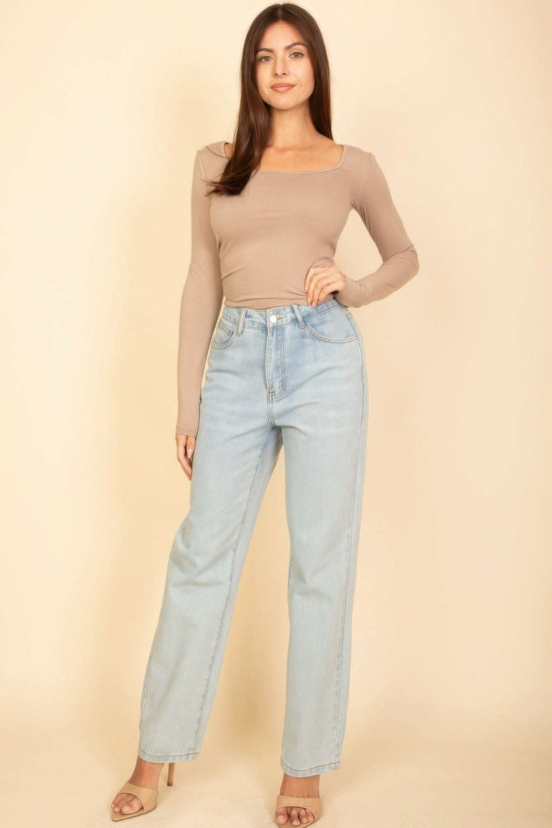 Square Neck Long Sleeve Top - Fit Me For 20