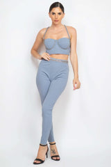 Stone Embellished Top And Pants Set - Fit Me For 20