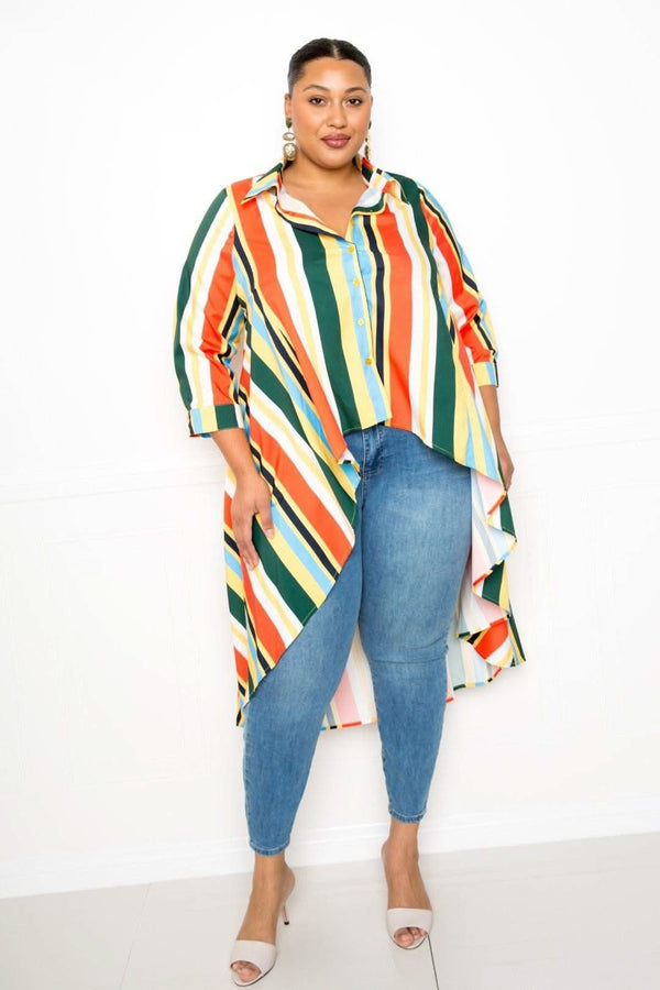 Striped Hi Low Shirt - Fit Me For 20