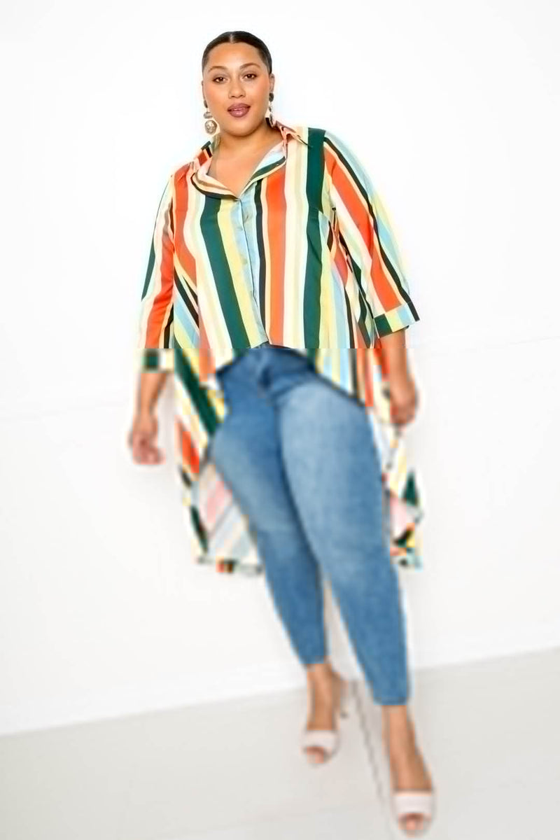 Striped Hi Low Shirt - Fit Me For 20