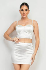 Sweetheart Bustier Rhinestones Crop Top - Fit Me For 20