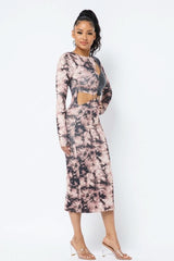 Tie Dye Long Sleeve Midi Dress - Fit Me For 20