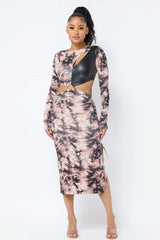 Tie Dye Long Sleeve Midi Dress - Fit Me For 20