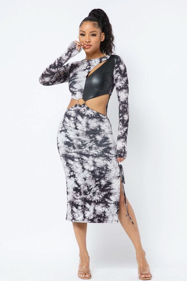 Tie Dye Long Sleeve Midi Dress - Fit Me For 20
