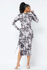 Tie Dye Long Sleeve Midi Dress - Fit Me For 20