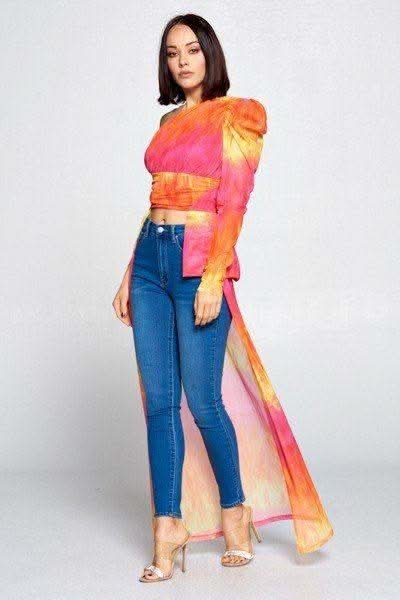 Tie Dye One Shoulder Top - Fit Me For 20