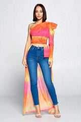 Tie Dye One Shoulder Top - Fit Me For 20