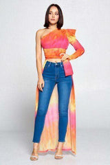 Tie Dye One Shoulder Top - Fit Me For 20