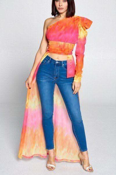Tie Dye One Shoulder Top - Fit Me For 20
