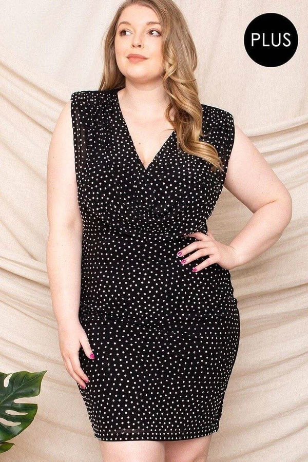 Translucent Rhinestone Plus Mini Dress - Fit Me For 20