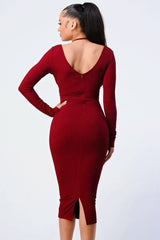 Trendy Front Shirring Cut-out Long Sleeved Dress - Fit Me For 20