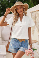 V Neck Loose Fit Solid Button Plaid Shirt - Fit Me For 20