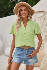 V Neck Loose Fit Solid Button Plaid Shirt - Fit Me For 20