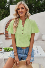 V Neck Loose Fit Solid Button Plaid Shirt - Fit Me For 20