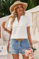V Neck Loose Fit Solid Button Plaid Shirt - Fit Me For 20
