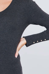 V-neck Sweater W/rivet Button - Fit Me For 20