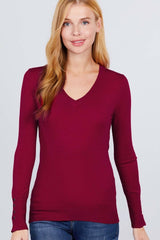 V-neck Sweater W/rivet Button - Fit Me For 20
