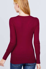 V-neck Sweater W/rivet Button - Fit Me For 20