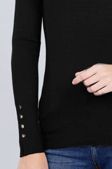 V-neck Sweater W/rivet Button - Fit Me For 20
