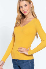 V-neck Viscose Rib Sweater - Fit Me For 20
