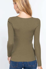 V-neck Viscose Rib Sweater - Fit Me For 20