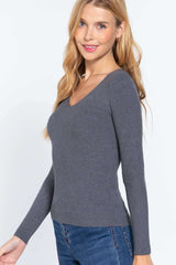 V-neck Viscose Rib Sweater - Fit Me For 20