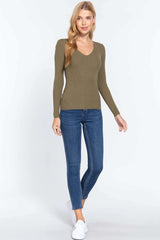 V-neck Viscose Rib Sweater - Fit Me For 20