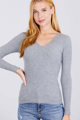 V-neck Viscose Rib Sweater - Fit Me For 20
